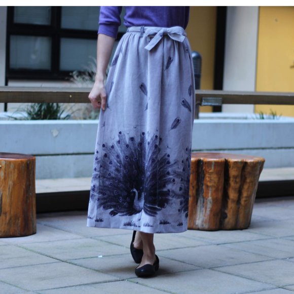 Purple Peacock Statement Skirt - Picture 3 of 6